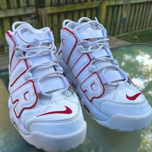 Nike Air More Uptempo 9 1/2 mens White and Varsity Red